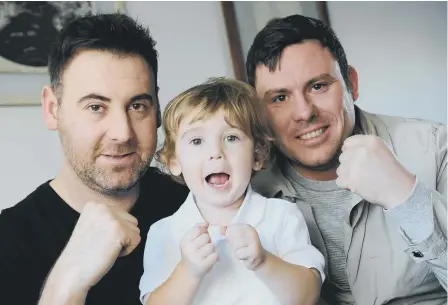  ??  ?? Chris Page, left, and son Elliot, with charity event organiser Jonathan Hayes, hope the night with Ricky Hatton will be a success.