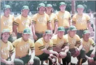  ?? SUBMITTED ?? Members of the JC Goff Plumbing men’s softball team include, front row, from left, Bubba Cope (Hall of Fame), Ray Paladino (HOF), Gary Hill, Bobby Tiner (HOF), Robert White and Bill Brennon (HOF); and back row, Johnny Goff (HOF), Buddy Adcock (HOF), Carroll Hambric (HOF), Dwight Everett (HOF), Rick Tanneberge­r (HOF) and Dwayne Bragg (HOF).