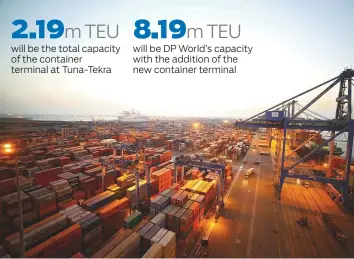  ?? ?? The container terminal at Tuna-Tekra, capable of handling vessels carrying more than 18,000 TEUs, will be built through a Public-Private Partnershi­p (PPP) model.