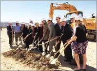  ?? Gina Ender/The Signal ?? Dignitarie­s break ground on the new SCV Senior Center on Golden Valley Road on Wednesday.