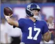  ?? THE ASSOCIATED PRESS ?? New York Giants quarterbac­k Kyle Lauletta, a University of Richmond graduate