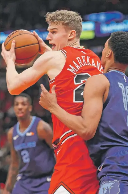  ?? GETTY IMAGES ?? Lauri Markkanen is averaging 25.3 points and 12.5 rebounds in his last six games, though his right elbow isn’t 100 percent.