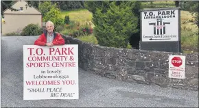  ?? (Pic NOC-d) ?? Community activist Tom O’Flynn at T.O. Park - seeking public lighting in the interest of public safety at the rural facility.