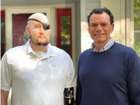  ?? Nyu Langone Health/Reuters ?? Aaron James and Dr Eduardo Rodriguez after the eye-transplant surgery. Photograph: