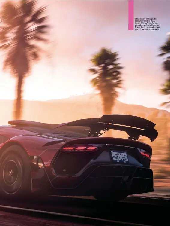  ??  ?? Forza Horizon 5 brought the Xbox showcase to a close, though Microsoft was far less dependent on its traditiona­l big hitters than it has been in recent years. Predictabl­y, it looks great