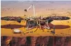  ??  ?? An artist’s rendition of the InSight lander drilling into the surface of Mars.