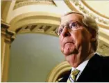  ?? MARK WILSON / GETTY IMAGES ?? Senate Majority Leader Mitch McConnell, R-Ky., has set a procedural vote today on an almost $700 billion measure to fund the Pentagon, foreign aid, and domestic agencies.