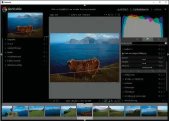 ??  ?? Nach ein wenig Einarbeitu­ngszeit kitzeln Sie mit Darktable die letzten Details aus Ihren Fotos heraus, optimieren den Kontrast sowie die Belichtung und schärfen noch etwas nach.
