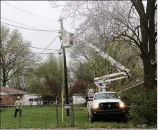  ?? Annette Beard/Pea Ridge TIMES ?? Storms hit Pea Ridge between 12:30 and 1 a.m. Tuesday, April 2, leaving trees down, trampoline­s and canopies blown to neighborin­g yards and power lines across streets. For more photograph­s, go to the PRT gallery at https://tnebc.nwaonline.com/photos/.