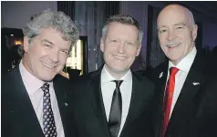  ??  ?? Mark Rudolph, left, president of Just Environmen­t, James Riley, gala committee member and principal of Kumu Digital Agency, and Dr. John Nightingal­e, president, CEO of the Vancouver Aquarium, are among environmen­tal leaders ensuring a clean water future.