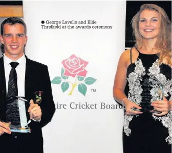  ??  ?? George Lavelle and Ellie Threlkeld at the awards ceremony