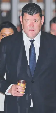  ?? Picture: GETTY IMAGES ?? RESPONSIBL­E: James Packer arrives to attend the Crown Resorts annual general meeting yesterday.