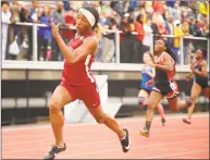  ?? Brian A. Pounds / Hearst Connecticu­t Media ?? Transgende­r sprinter Terry Miller of Bulkeley High School wins going away in the girls 100 meter dash Monday.