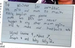  ?? ?? plea: Letter the children wrote to Leo Varadkar