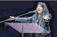  ?? CP PHOTO ?? Singer-songwriter Buffy Sainte-Marie addresses the audience at a forum in Halfax last week.