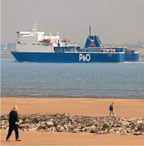  ?? ?? ● A P&O ferry leaving Liverpool bound for Dublin last week