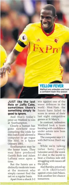  ??  ?? YELLOW FEVER Watford are unbeaten and look a confident team this season
