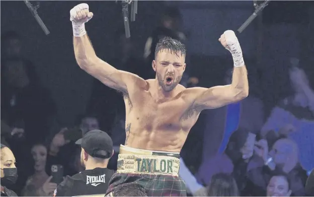  ??  ?? 0 Josh Taylor reacts after his win by unanimous decision over Jose Ramirez in the historic light-welterweig­ht unificatio­n bout