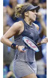  ?? AFP ?? Madison Keys celebrates after beating Elina Svitolina of Ukraine to join three other Americans in the quarters.
