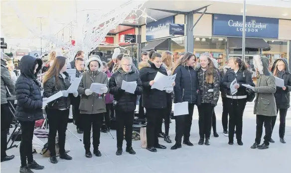  ??  ?? St Bede’s Catholic Comprehens­ive School performing outdoors.