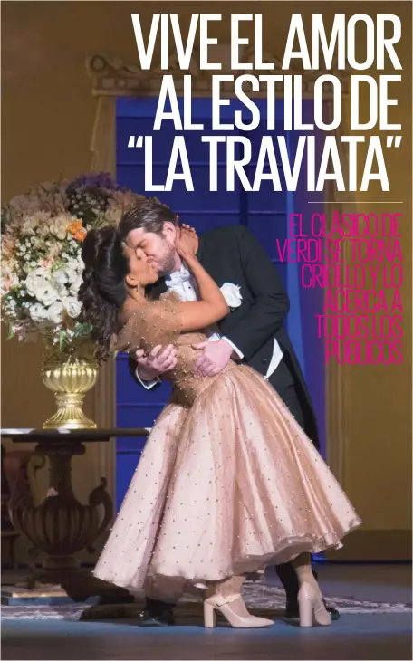  ?? JUAN MIGUEL PEÑA ?? Nathalie Peña Comas y David Astorga reviven la historia de Violetta y Alfredo en esta nueva versión de “La Traviata”.