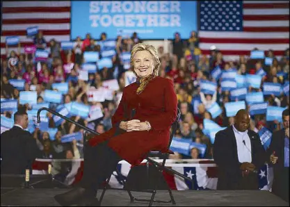  ?? REUTERS ?? US Democratic presidenti­al nominee Hillary Clinton attends a campaign sortie in Pittsburgh Saturday.