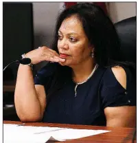  ?? Arkansas Democrat-Gazette/THOMAS METTHE ?? Dr. Ronda Henry-Tillman listens to comments from other members of the Arkansas Medical Marijuana Commission during Thursday’s meeting in Little Rock.