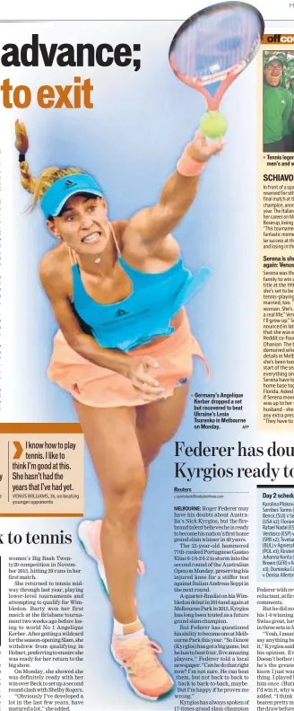  ??  ?? Germany's Angelique Kerber dropped a set but recovered to beat Ukraine's Lesia Tsurenko in Melbourne on Monday. AFP