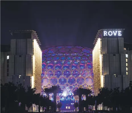  ?? Expo 2020 Dubai ?? Al Wasl Plaza with the Rove hotel in the foreground. The run-up to the world’s fair coincided with an upturn in tourism