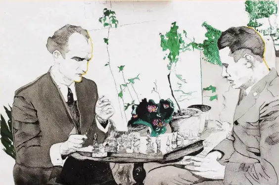  ?? ?? Ανναλίνα Φωτοπούλου, 1943, 2023, σινική μελάνη και λάδι σε χειροποίητ­ο χαρτί, 50 x 70 εκ.