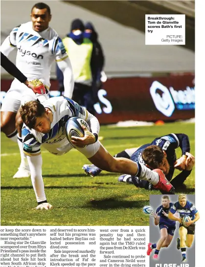  ?? PICTURE: Getty Images ?? Breakthrou­gh: Tom de Glanville scores Bath’s first try