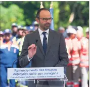  ??  ?? Edouard Philippe a commencé sa visite de trois jours aux Antilles par La Martinique. (Photo AFP)