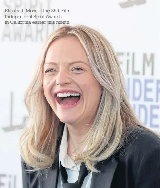  ??  ?? Elisabeth Moss at the 35th Film Independen­t Spirit Awards in California earlier this month.