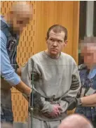  ??  ?? Brenton Tarrant, the gunman was seen during his sentencing at the High Court in Christchur­ch, New Zealand, on August 25, 2020. killer he forgives