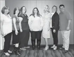  ?? courtesy photo ?? Virginia Wrage co-chairs Ronnie Erickson and Jaci Hoffman (far left) pose with this year’s scholarshi­p winners, (l-r) Andrea, Kerri, Tanya and Gigi. Virginia Wrage’s son, Randy, is at far right.