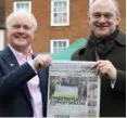  ?? ?? Wokingham Lib Dem parliament­ary candidate Clive Jones with party leader Sir Ed Davey and some excellent reading material