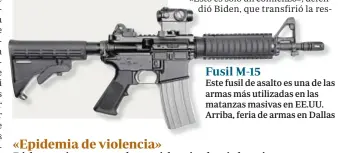  ??  ?? Este fusil de asalto es una de las armas más utilizadas en las matanzas masivas en EE.UU. Arriba, feria de armas en Dallas