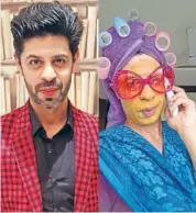  ??  ?? Ssumier Pasricha and (right), in his Pammi Aunty get up