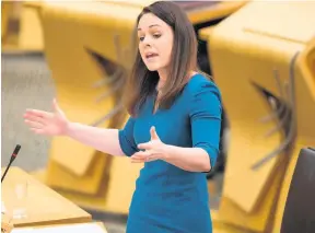  ??  ?? Money matters
Kate Forbes delivers her budget at the Scottish parliament