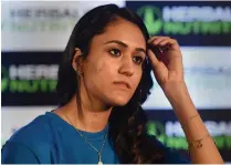  ?? PTI ?? Table tennis player Manika Batra during a function in New Delhi on Thursday. —