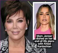  ?? ?? Mom Jenner dished on her end-of-life plans with Khloé Kardashian