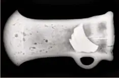  ??  ?? Above: x- rays show an object put inside a socketed axe from Hoard 3