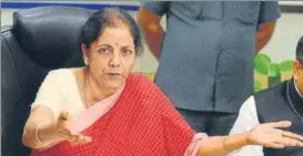  ?? RAMESH PATHANIA/MINT ?? Nirmala Sitharaman met private bankers and financial institutio­ns on Thursday.