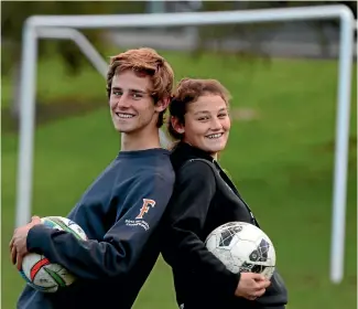  ?? PHOTO: MARTIN DE RUYTER/FAIRFAX NZ ?? Ross and Anna McPhie are the first brother and sister duo to play for Nelson’s two respective Mainland Premier League football teams; Nelson Suburbs and Tasman United.