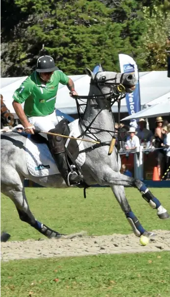  ?? PHOTO: BEV LACEY ?? SPRING POLO : A player jostles on the field at Queens Park last year.