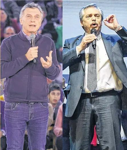  ??  ?? EL PRIMER enfrentami­ento electoral entre Alberto Fernández y Mauricio Macri quizá ofrezca más interrogan­tes que certezas.