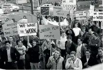  ?? PHOTO: STUFF ?? Strikes were normal and unions were strong when this 1969 photo was taken. A proposed bill seeks to give unions some of the powers they lost.