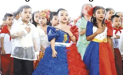  ?? ng Wika). BOB DUNGO JR. ?? Patriotic tykes Children who study at the Rafael Palma Elementary School dress up to mark Language Month (Buwan