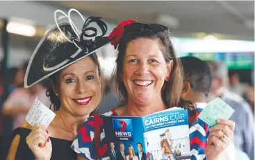  ??  ?? CONFIDENT WAGER: Michelle McCoy and Sarah Ruane placed a few bets on opening day,