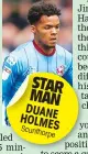  ??  ?? STAR MAN DUANE HOLMES Scunthorpe